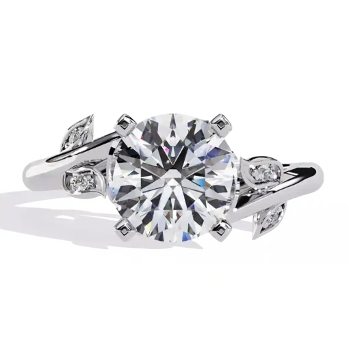 Round Unique 0.097 Carat Diamond Solid Gold Engagement Ring - Image 4