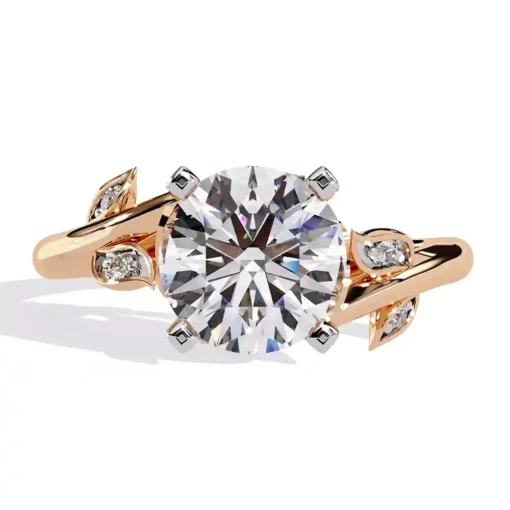 Round Unique 0.097 Carat Diamond Solid Gold Engagement Ring - Image 5
