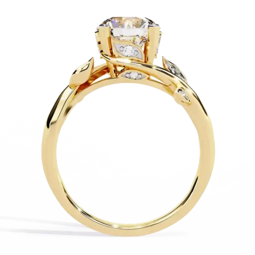 Round Unique 0.097 Carat Diamond Solid Gold Engagement Ring - Image 8
