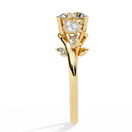 Round Unique 0.097 Carat Diamond Solid Gold Engagement Ring - Image 9