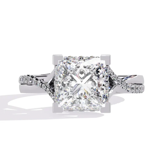Princess Unique 0.258 Carat Diamond Solid Gold Engagement Ring - Image 2