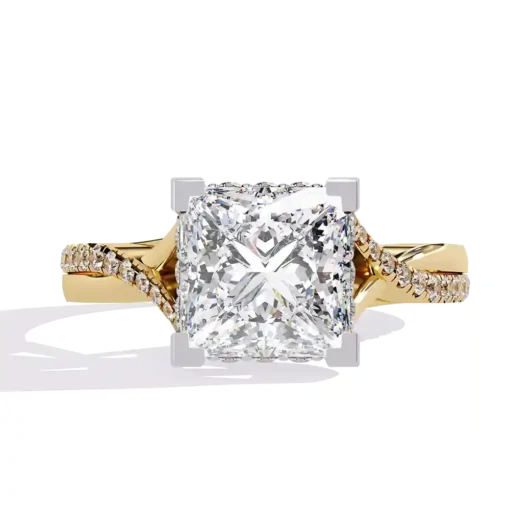 Princess Unique 0.258 Carat Diamond Solid Gold Engagement Ring