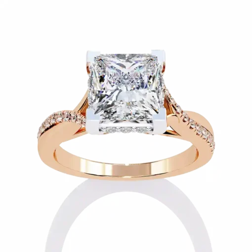 Princess Unique 0.258 Carat Diamond Solid Gold Engagement Ring - Image 5