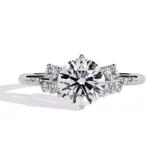 Round Unique 0.907 Carat Diamond Solid Gold Engagement Ring