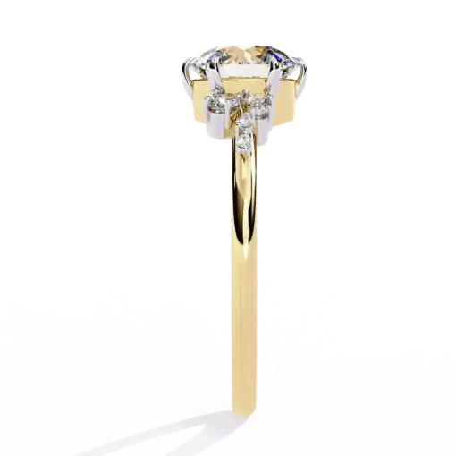 Round Unique 0.907 Carat Diamond Solid Gold Engagement Ring - Image 4
