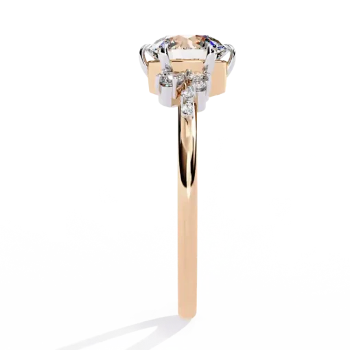 Round Unique 0.907 Carat Diamond Solid Gold Engagement Ring - Image 5