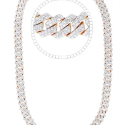 26 Carat Lab Grown Diamond Mens Cuban Link Chain Necklace Solid Gold  MM