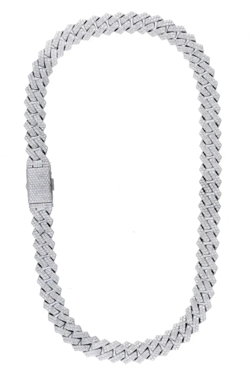 28 Carat Lab Grown Diamond Mens Cuban Link Chain Necklace Solid Gold 14 MM - Image 2