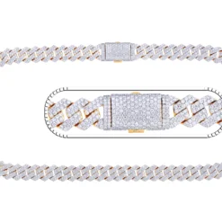25 Carat Lab Grown Diamond Mens Cuban Link Chain Necklace Solid Gold 12 MM