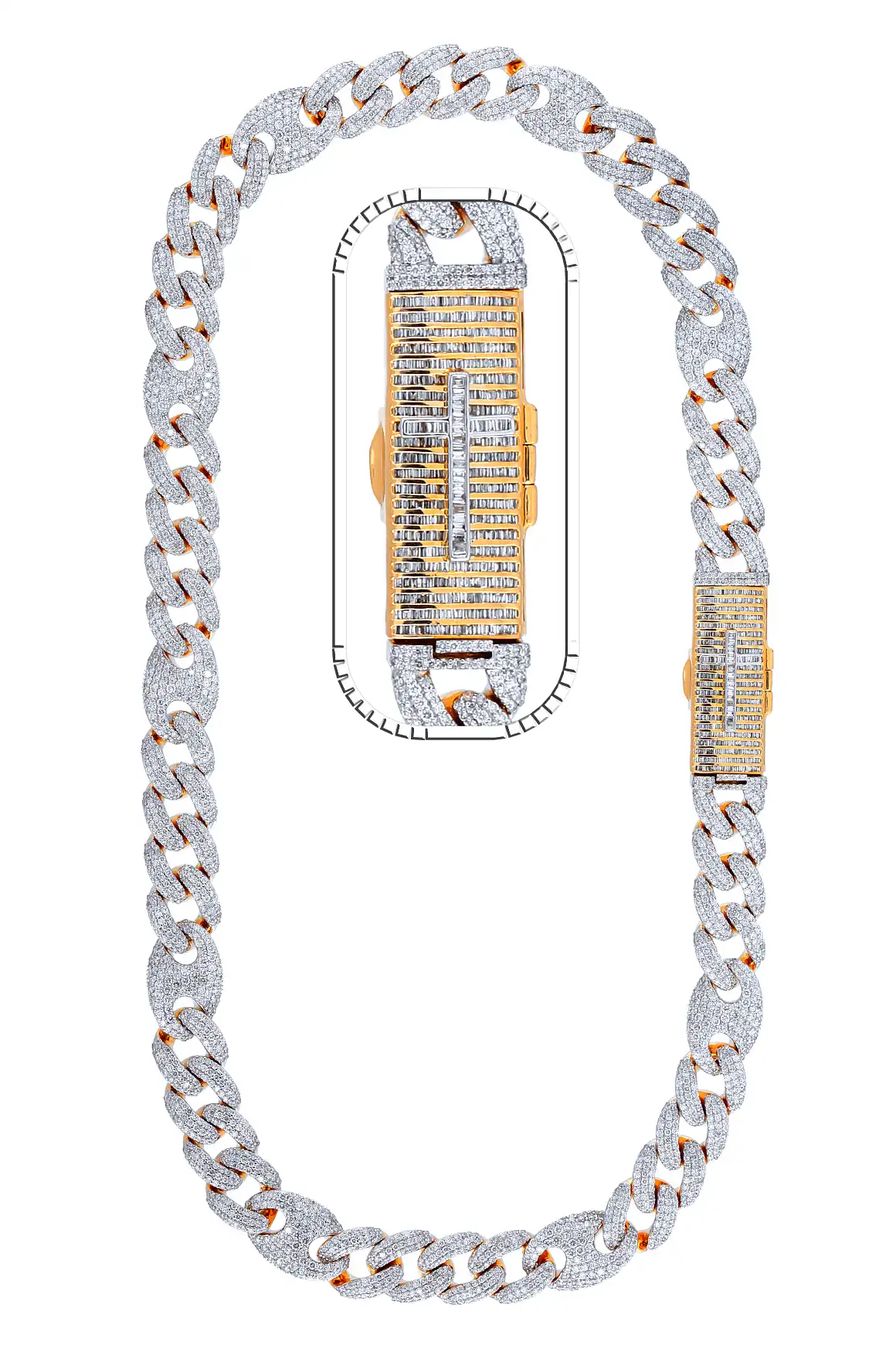 30 Carat Lab Grown Diamond Mens Cuban Link Chain Necklace Solid Gold 14 MM