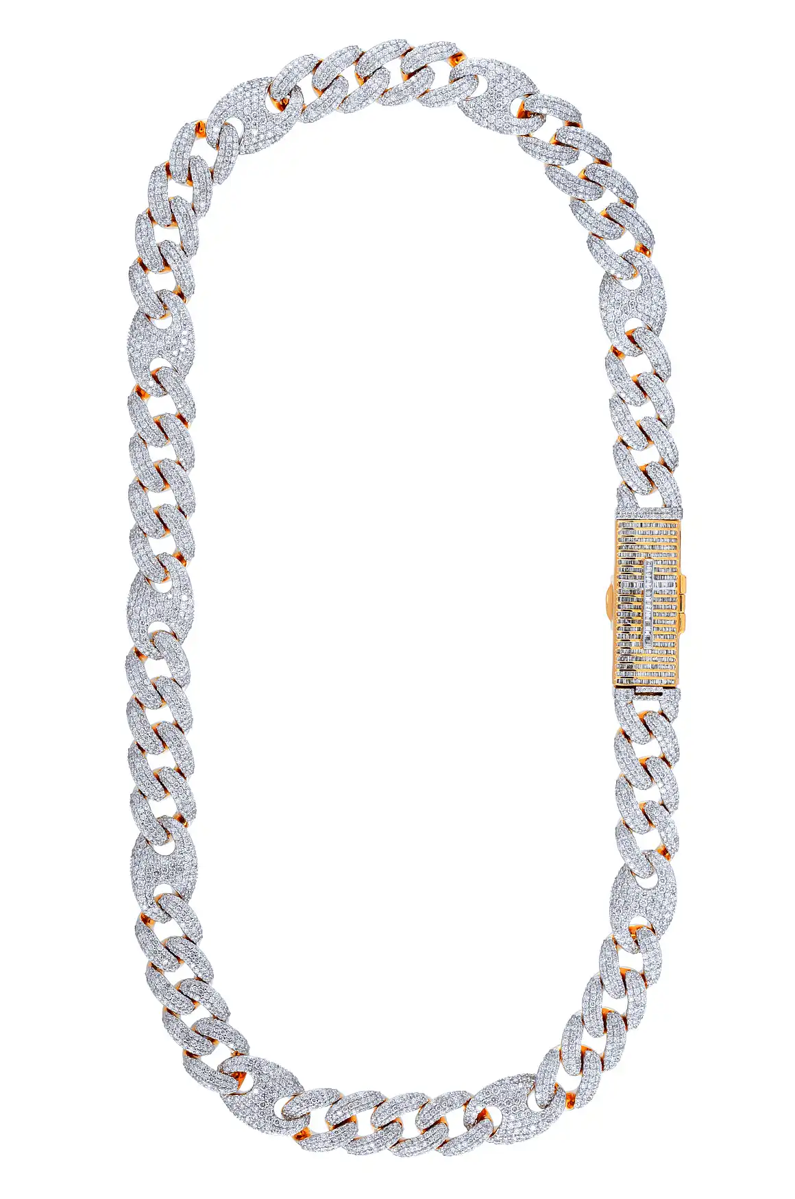 30 Carat Lab Grown Diamond Mens Cuban Link Chain Necklace Solid Gold 14 MM - Image 2