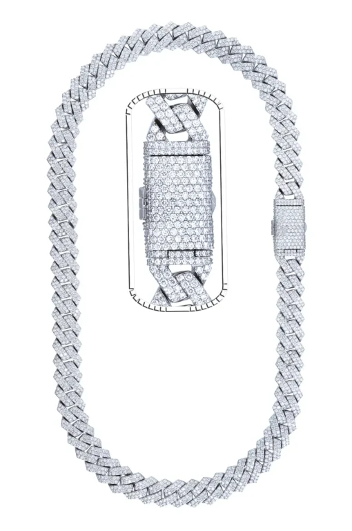 25 Carat Lab Grown Diamond Mens Cuban Link Chain Necklace Solid Gold 12 MM