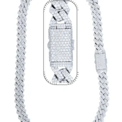 25 Carat Lab Grown Diamond Mens Cuban Link Chain Necklace Solid Gold 12 MM