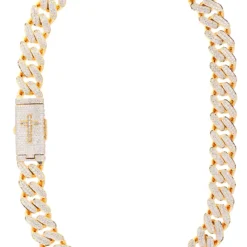 30 Carat Lab Grown Diamond Mens Cuban Link Chain Necklace Solid Gold 17 MM