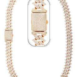 26 Carat Lab Grown Diamond Mens Cuban Link Chain Necklace Solid Gold  MM