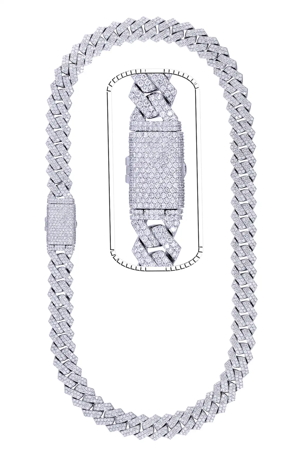 31 Carat Lab Grown Diamond Mens Cuban Link Chain Necklace Solid Gold 14 MM