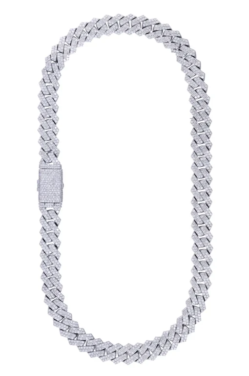 31 Carat Lab Grown Diamond Mens Cuban Link Chain Necklace Solid Gold 14 MM - Image 2