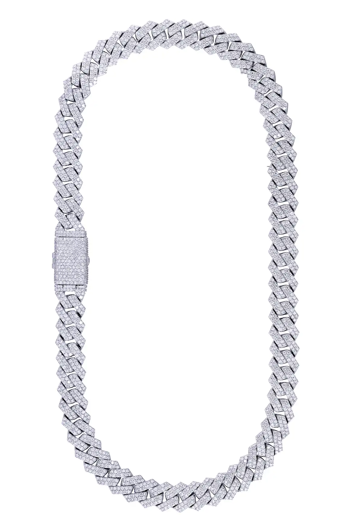 31 Carat Lab Grown Diamond Mens Cuban Link Chain Necklace Solid Gold 14 MM - Image 2