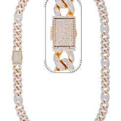 30 Carat Lab Grown Diamond Mens Cuban Link Chain Necklace Solid Gold 12 MM