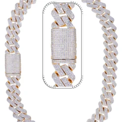 70 Carat Lab Grown Diamond Mens Cuban Link Chain Necklace Solid Gold 20 MM