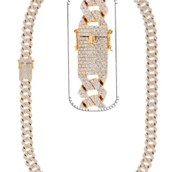 25 Carat Lab Grown Diamond Mens Cuban Link Chain Necklace Solid Gold 12 MM