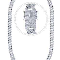 26 Carat Lab Grown Diamond Mens Cuban Link Chain Necklace Solid Gold 12 MM