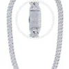 32 Carat Lab Grown Diamond Mens Cuban Link Chain Necklace Solid Gold 14 MM