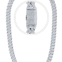 32 Carat Lab Grown Diamond Mens Cuban Link Chain Necklace Solid Gold 14 MM