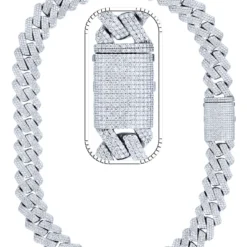 52 Carat Lab Grown Diamond Mens Cuban Link Chain Necklace Solid Gold 20 MM