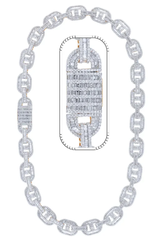 52 Carat Lab Grown Diamond Mens Cuban Link Chain Necklace Solid Gold 16 MM