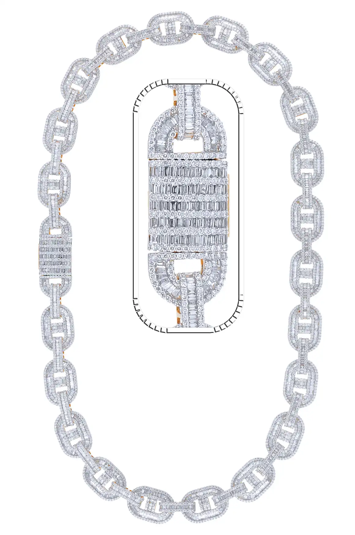 52 Carat Lab Grown Diamond Mens Cuban Link Chain Necklace Solid Gold 16 MM