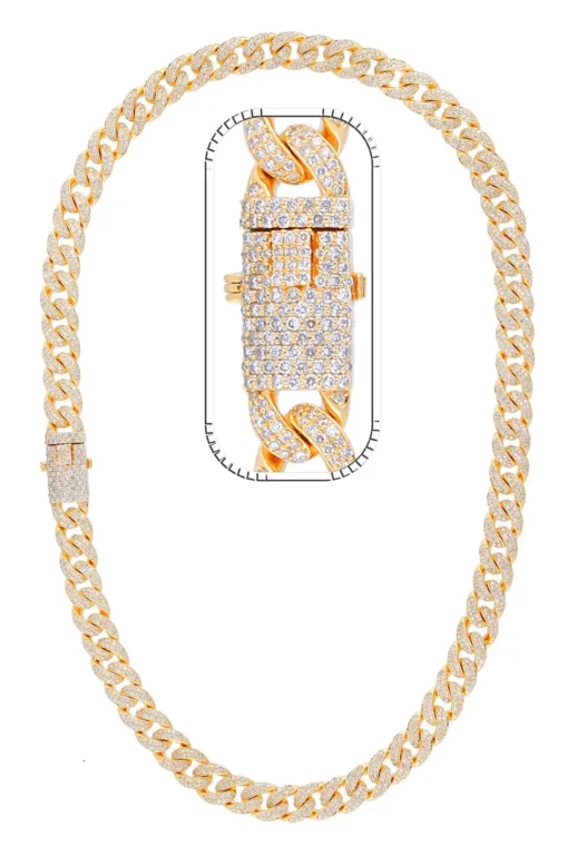 8 Carat Lab Grown Diamond Mens Cuban Link Chain Necklace Solid Gold 8 MM