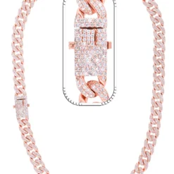 8 Carat Lab Grown Diamond Mens Cuban Link Chain Necklace Solid Gold 8 MM