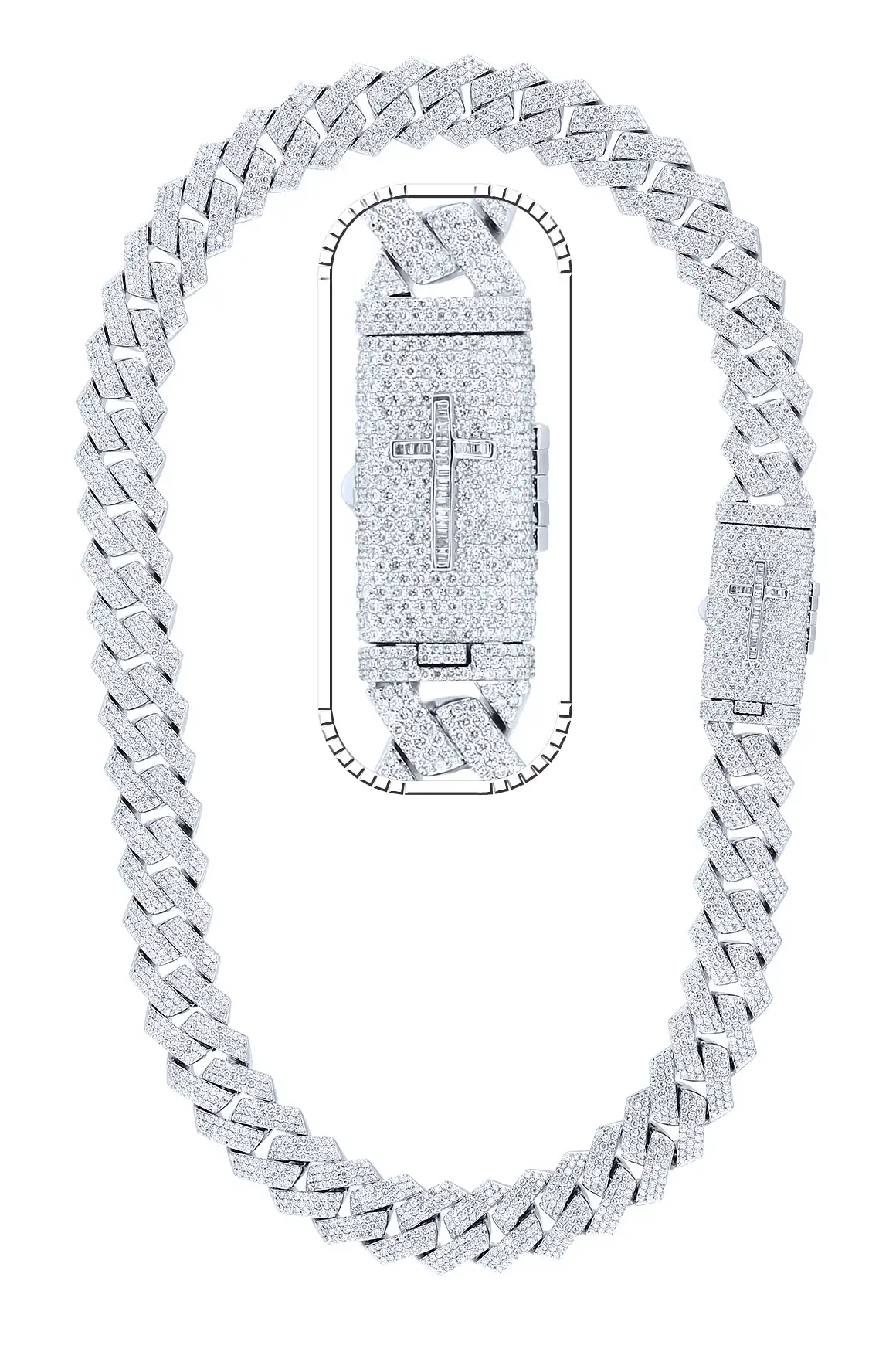 42 Carat Lab Grown Diamond Mens Cuban Link Chain Necklace Solid Gold 18 MM