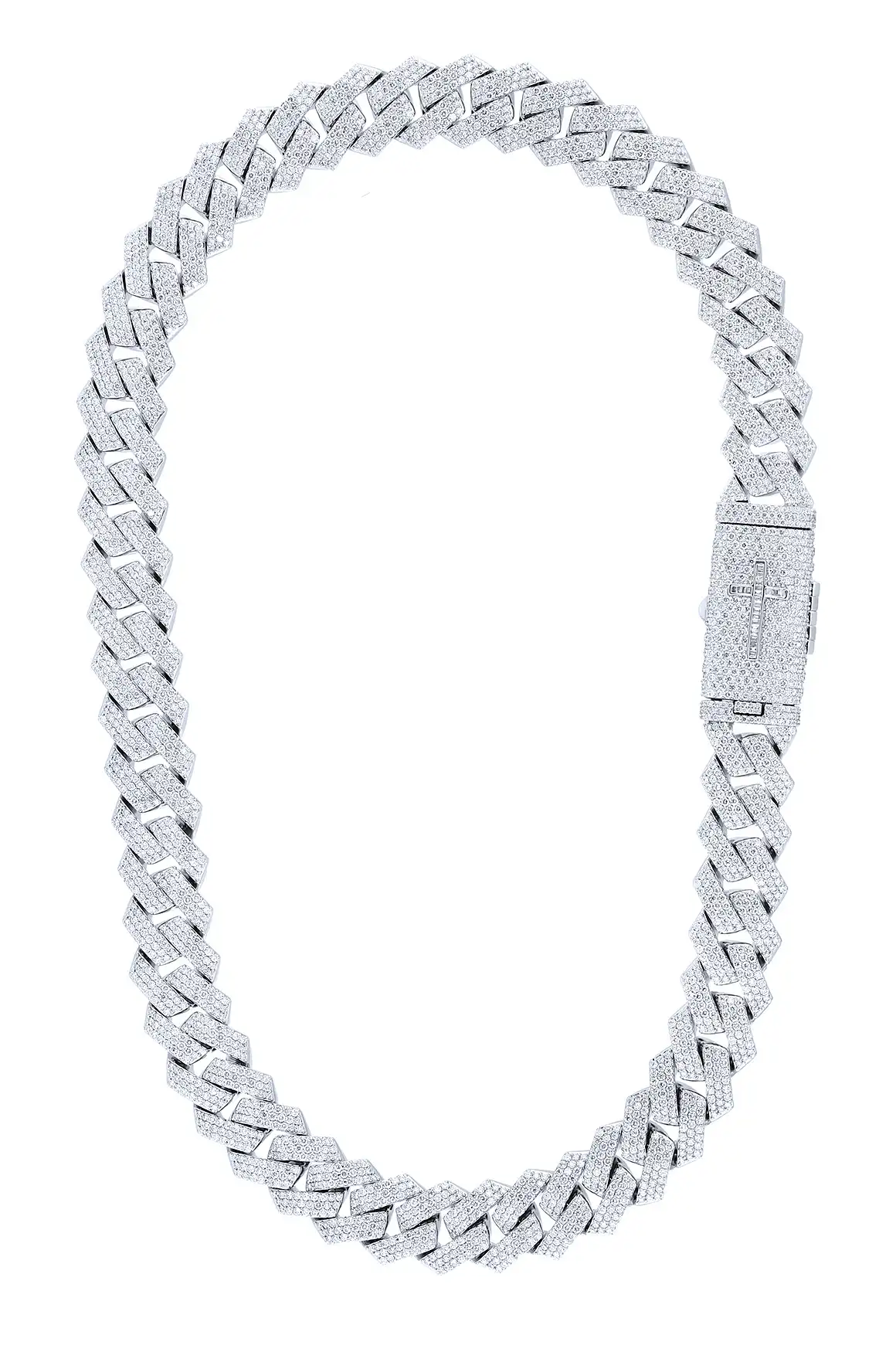 42 Carat Lab Grown Diamond Mens Cuban Link Chain Necklace Solid Gold 18 MM - Image 2