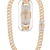 32 Carat Lab Grown Diamond Mens Cuban Link Chain Necklace Solid Gold 18 MM