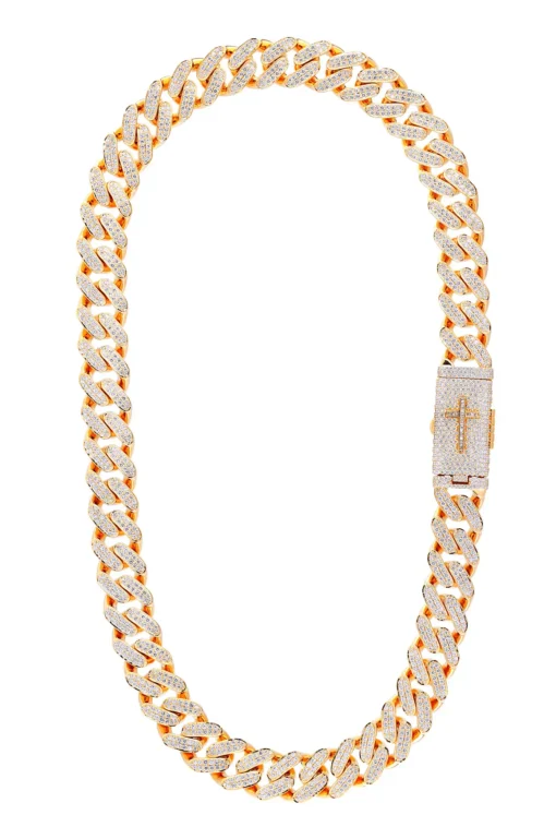 32 Carat Lab Grown Diamond Mens Cuban Link Chain Necklace Solid Gold 18 MM - Image 2