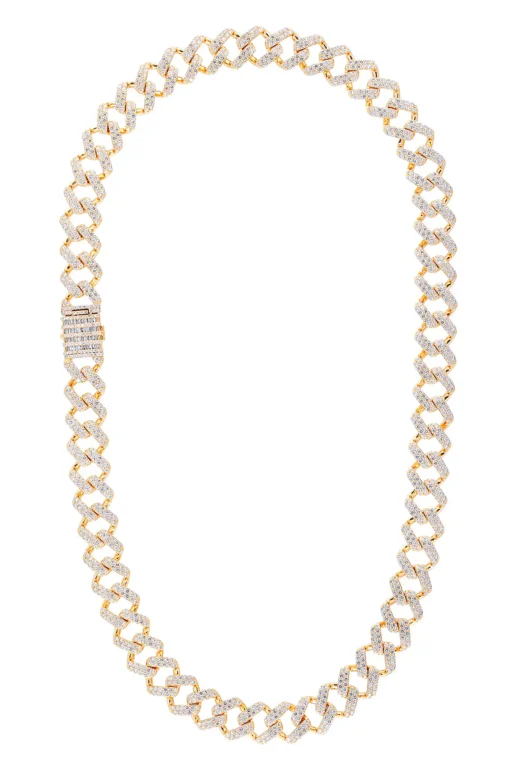 25 Carat Lab Grown Diamond Mens Cuban Link Chain Necklace Solid Gold 14 MM - Image 2