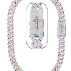 42 Carat Lab Grown Diamond Mens Cuban Link Chain Necklace Solid Gold 18 MM