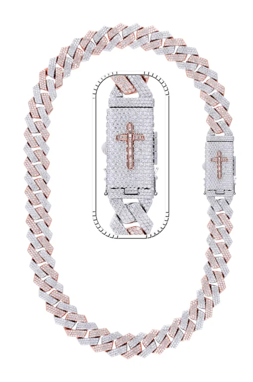 42 Carat Lab Grown Diamond Mens Cuban Link Chain Necklace Solid Gold 18 MM