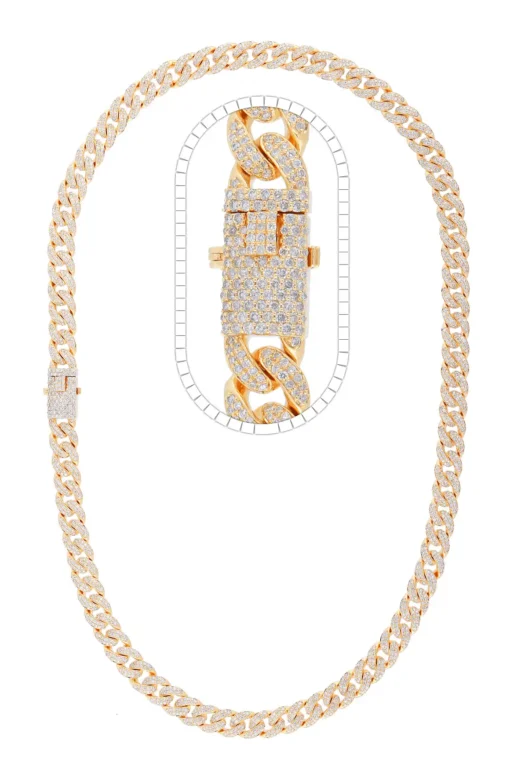 8 Carat Lab Grown Diamond Mens Cuban Link Chain Necklace Solid Gold 8 MM