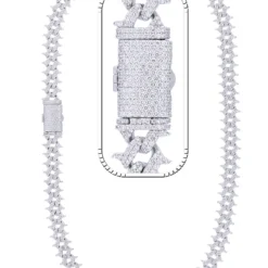 23 Carat Lab Grown Diamond Mens Cuban Link Chain Necklace Solid Gold 14 MM