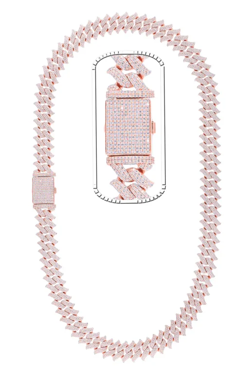 26 Carat Lab Grown Diamond Mens Cuban Link Chain Necklace Solid Gold 16 MM