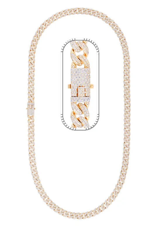 10 Carat Lab Grown Diamond Mens Cuban Link Chain Necklace Solid Gold 8 MM