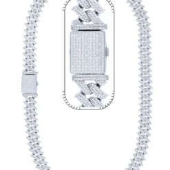 26 Carat Lab Grown Diamond Mens Cuban Link Chain Necklace Solid Gold 16 MM
