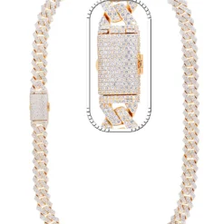 36 Carat Lab Grown Diamond Mens Cuban Link Chain Necklace Solid Gold 14 MM
