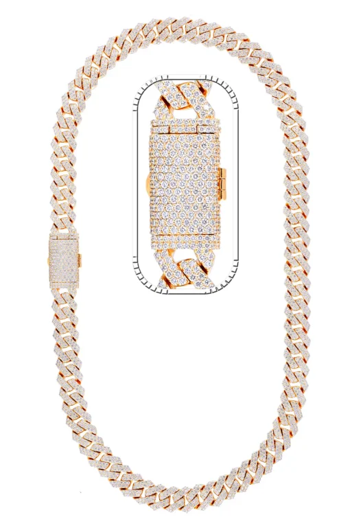 39 Carat Lab Grown Diamond Mens Cuban Link Chain Necklace Solid Gold 14 MM