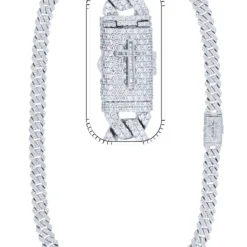 28 Carat Lab Grown Diamond Mens Cuban Link Chain Necklace Solid Gold 12 MM