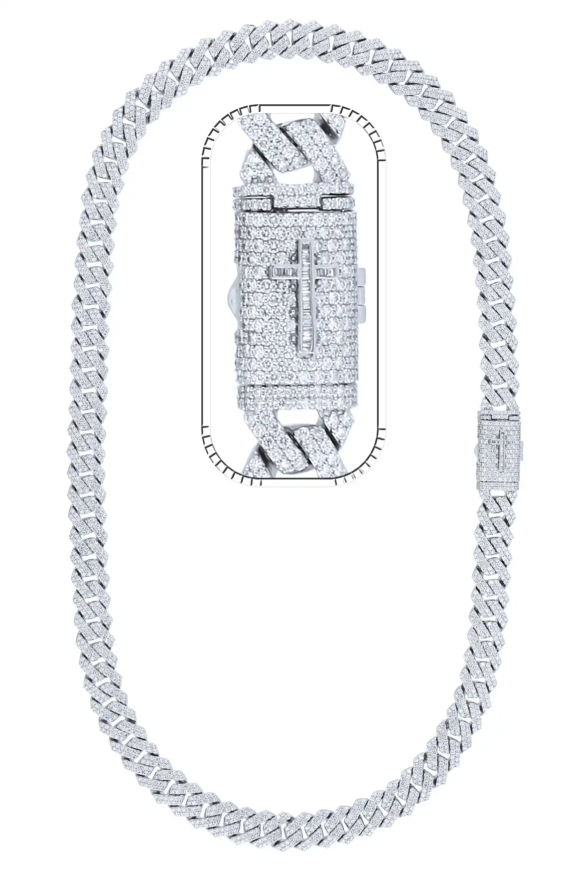 28 Carat Lab Grown Diamond Mens Cuban Link Chain Necklace Solid Gold 12 MM