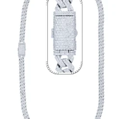 16.5 Carat Lab Grown Diamond Mens Cuban Link Chain Necklace Solid Gold 9 MM